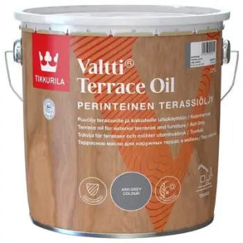 Vaj druri Tikkurila Valtti Furniture and Decking Oil, 3L, rezistent ndaj UV dhe motit, gri