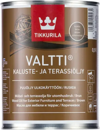 Vaj druri Tikkurila Valtti Furniture and Decking, rezistent ndaj UV dhe motit, 1L, kafe gjysmë transparent