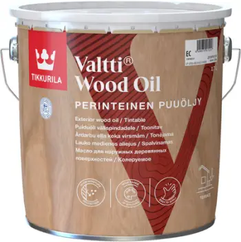 Vaj druri Tikkurila Valtti Puuoljy, 2.7L, për përdorim të jashtëm, transparent
