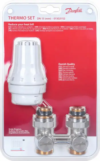 Set termostatik radiatori Danfoss RAE RLV KS, 1/2", drejt