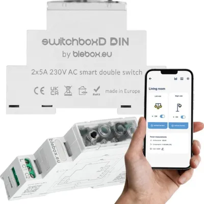 Ndarës inteligjent Blebox switchBoxD Din, 2 kanale, WiFi, 230V - 1
