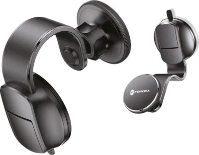 Mbajtëse magnetike telefoni Forcell, për xham dhe kroskot, MagSafe, e zezë - 1