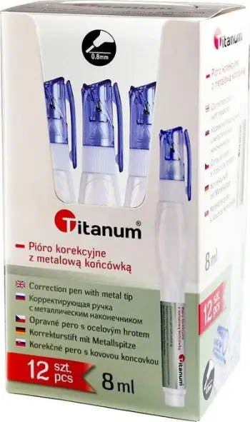 Korrektor stilolaps Titanum, 8 ml, set 12 copë, i bardhë