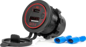 Karikues veture AMiO 04221, 2 dalje USB USB C, Quick Charge 3.0, i zi