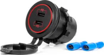 Karikues veture AMiO 04223, 2 dalje USB, mbrojtje nga lagështia, i zi