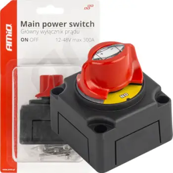 Ndarës universal për automjet AMiO 03838 Switch 12-48, 12-48V, i zi