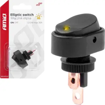 Ndërprerës AMiO Switch Ellipse, LED i verdhë, 12V 24V, i zi