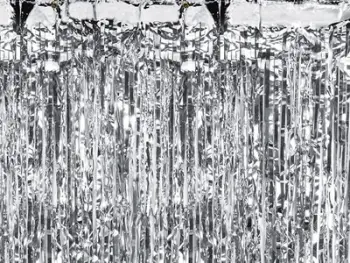 Perde dekorative feste universale, 90x250 cm, argjendtë