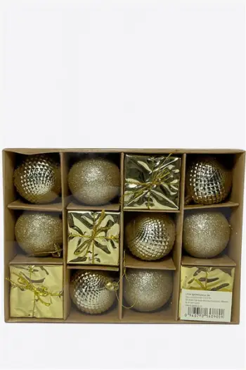 Set topash dekorues 12/1, kuqe/gold/argjendtë. UNIMIKS