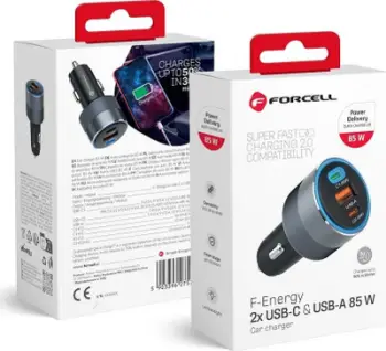 Karikues veture Forcell F-Energy Alu, 2x USB C, USB A, 85W, i zi