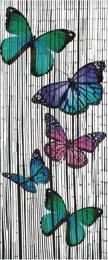Perde bambuje Maximex Butterfly, 65 fije, 90 x 200 cm, shumëngjyrëshe