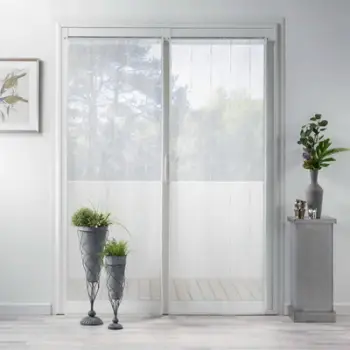 Perde dyshe Douceur d'Intérieur Linahe, 2x 70x200 cm, voile me fije chenille, e bardhë rërë