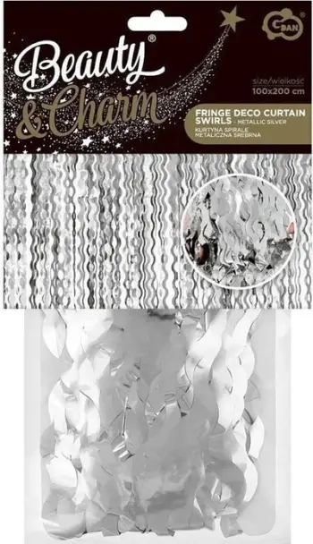 Perde dekorative GoDan Spiral Curtain, 100x200cm, argjendi metalike
