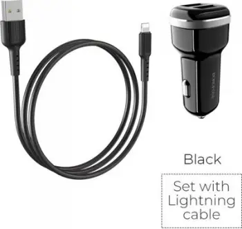 Karikues veture Borofone BFO-BZ13-L-B, 2x USB A, 2.4A, me kabllo Lightning