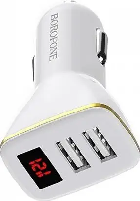 Karikues veture Borofone BZ11, 2x USB A, 2.1A, i bardhë