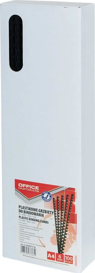 Lidhëse spirale Office Products A4, 6MM, 100 copë, e zezë - 1