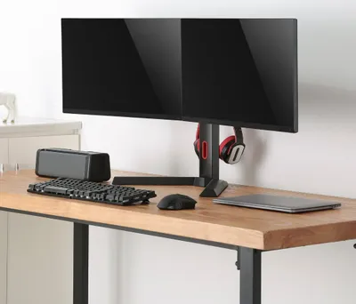 Mbajtëse monitorësh Alterzone Pro Duo, për 2 monitorë 17"-27", alumini, e zezë - 3