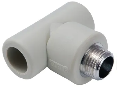 Lidhëse T PP Detal Met TEE 20mm, filetë mashkull 1/2", e zezë - 1