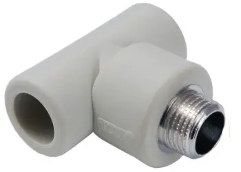 Lidhëse T PP Detal Met TEE 20mm, filetë mashkull 1/2", e zezë