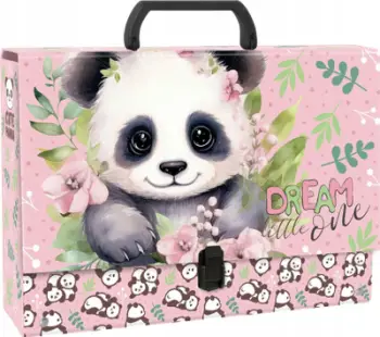 Dosje e trashë me dorezë Panda TRGPA10, karton i laminuar, kapacitet i madh, ngjyrë shumëngjyrëshe