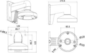 Mbajtëse murale Hikvision DS-1272ZJ-120, 0.8kg, e zezë