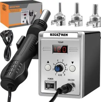 Stacion saldimi me ajër të nxehtë Yato YT-82293, rregullim temperature, për komponentë SMD, i zi
