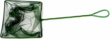Rrjetë akuariumi Happet, 15 cm, dorezë çelik inox, e gjelbër