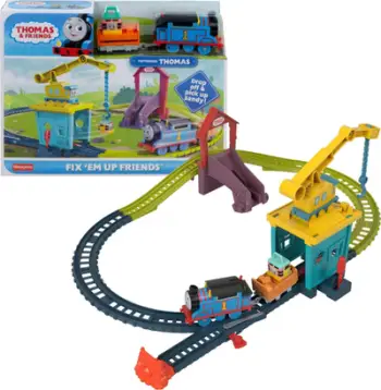 Set trenash Mattel Thomas &amp; Friends Crane Track Set, me lokomotivë me bateri, 18 pjesë, shumëngjyrësh