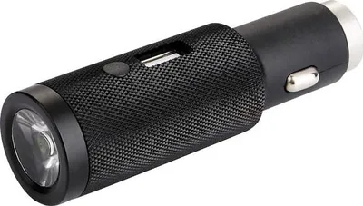 Karikues veture Realpower Torch, 1x USB A 2.4A, me dritë dore, i zi - 1