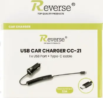 Karikues veture Revers CC-21, 1x USB-A 2.1A, kabllo USB-C, i zi