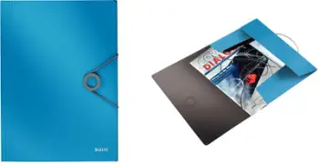 Dosje Leitz Solid A4, polipropilen, kënde me goma elastike, blu e çelët