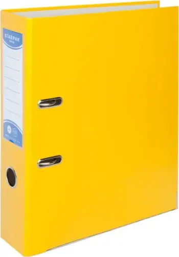 Dosje klasore Starpak Binder A4, shpinë 75mm, skaje metalike, e verdhë