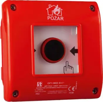 Buton alarmi zjarri Spamel OP1-W01-B11, montim sipërfaqësor, IP65, i kuq