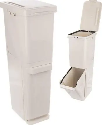 Kosh dykatësh për mbeturina, plastikë, 17.5L për kosh, bezhë