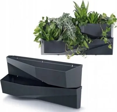 Stativ për lule Prosperplast Flower Stand Vertical Garden 4 Set, 2 module, plastikë rezistente, antracit - 1