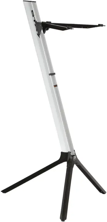 Stativ tastiere Stay Slim Single Tier, alumini, me çantë, argjendtë