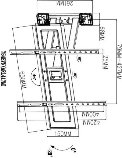 Mbajtëse muri për TV TB, 37-70", 35kg, VESA 600x400, e zezë - 2