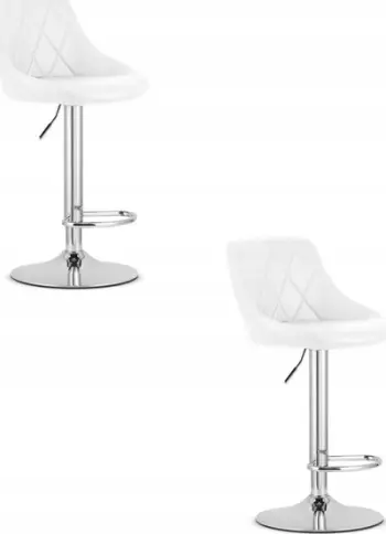 Karrige bar Leobert Hook KAST, eco-leather, bazë kromi, të bardha, set 2 copë