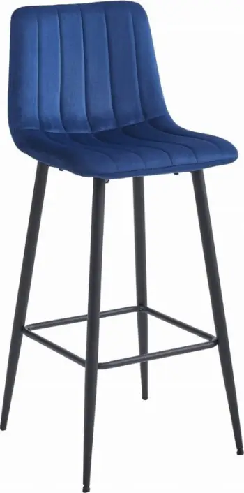 Karrige bar OSKAR POZZA, velvet navy, këmbë çeliku të zeza