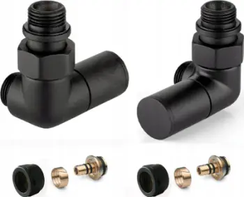 Set valvulash aksiale radiatorësh APM, për gypa PEX 16mm, e zezë mat