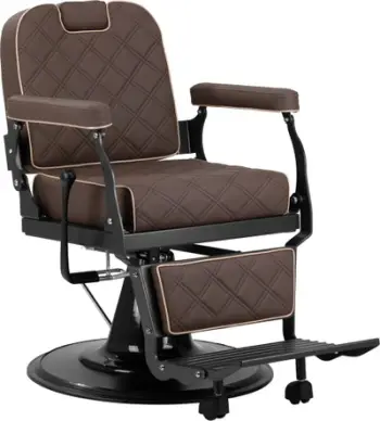 Karrige berberi Carlos Brown Barber Chair, e rregullueshme, lëkurë, kafe
