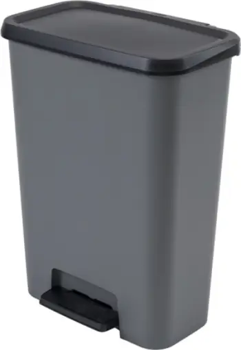 Kosh mbeturinash Curver Trash Bin, 50L, me pedale, gri e errët
