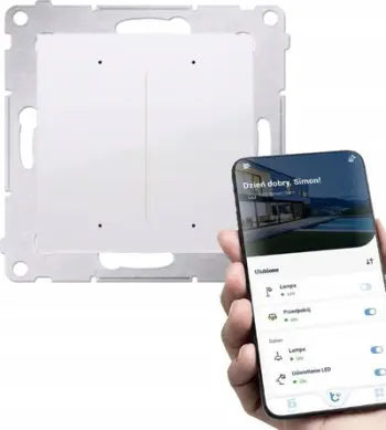 Buton muri i mençur Kontakt-Simon Simon 54 GO Lighting DEW2W.01/11, WiFi, 2 dalje 5A 230V, i bardhë