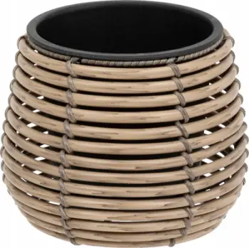 Set vazo lulesh Atmosphera, 3 copë, pamje ratan, diametër 20 29 45 cm, bezhë