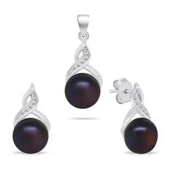 Set Pendant dhe vathë për femra Brilio Silver, të argjendtë/ të kaltër