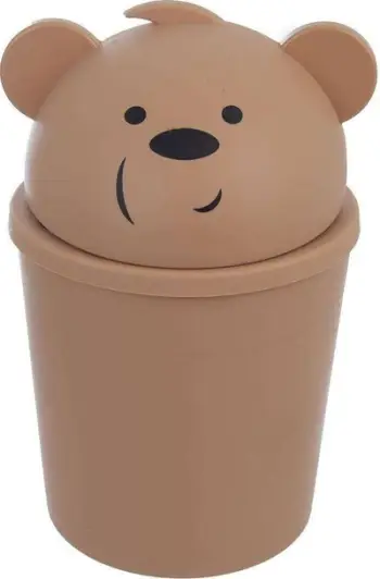 Kosh mbeturinash Cute Bear, me kapak të heqshëm, për dhomën e fëmijëve, rozë