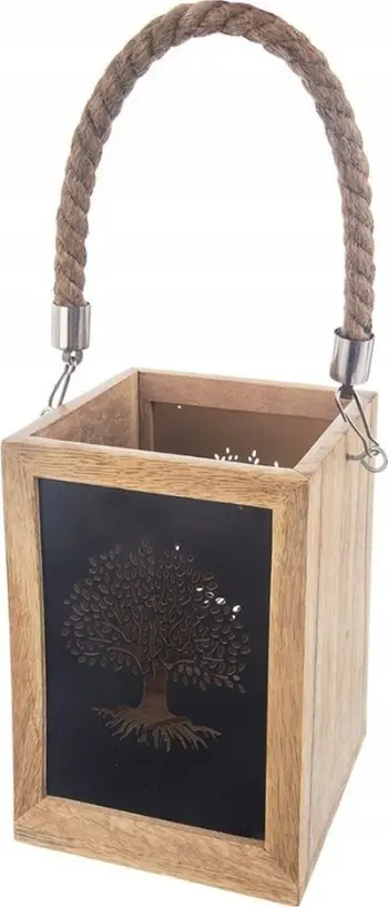 Fener dekorativ Orion Candle Lantern Wooden MANGO, dru mango, 20 cm, kafe