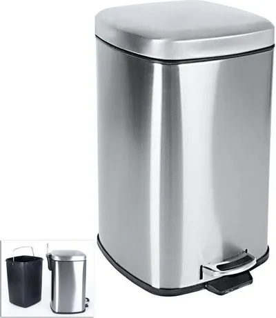 Kosh mbeturinash Orion, 12L, inox dhe plastikë, argjendtë - 1