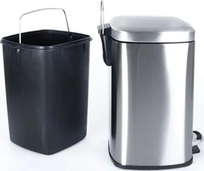 Kosh mbeturinash Orion, 12L, inox dhe plastikë, argjendtë - 2
