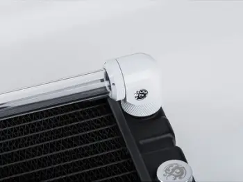 Përshtatës ftohje uji Bitspower 90°, G1/4 mashkull në hardtube 14mm, i bardhë
